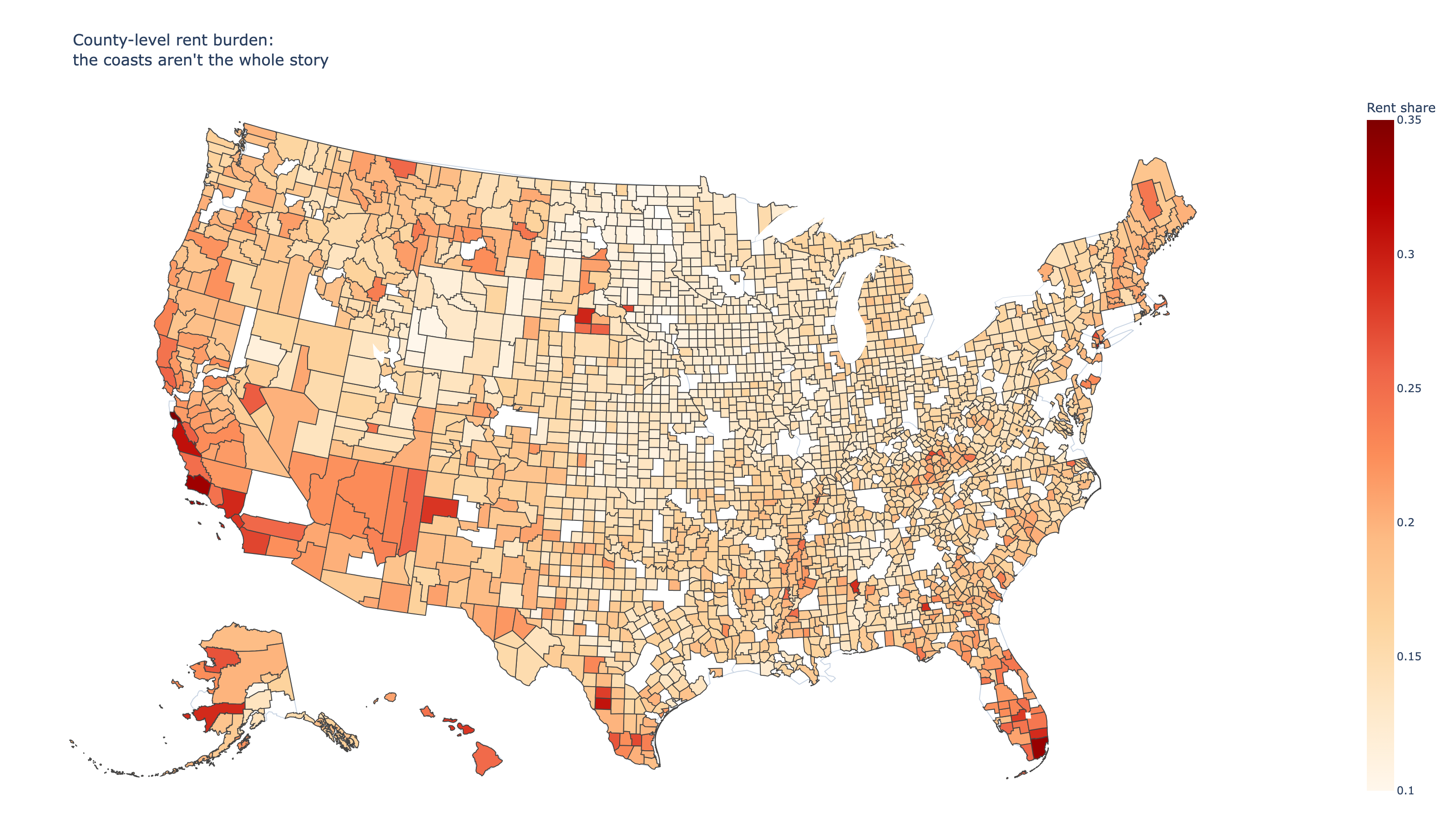 The least affordable U.S. counties aren't the ones you'd guess